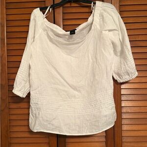 Ann Taylor White Blouse with Pintuck Details